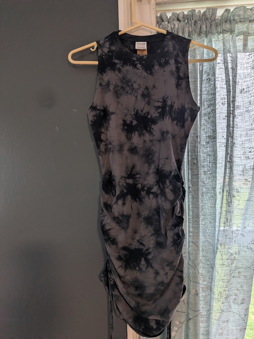 PINK Black & Gray Tie-Dye Sleeveless Bodycon Mini Dress NWT